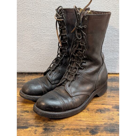 VTG 1956 BF GOODRICH Black Leather Military Combat Boots M48 Sz 7.5-8D M-1948 main image 4